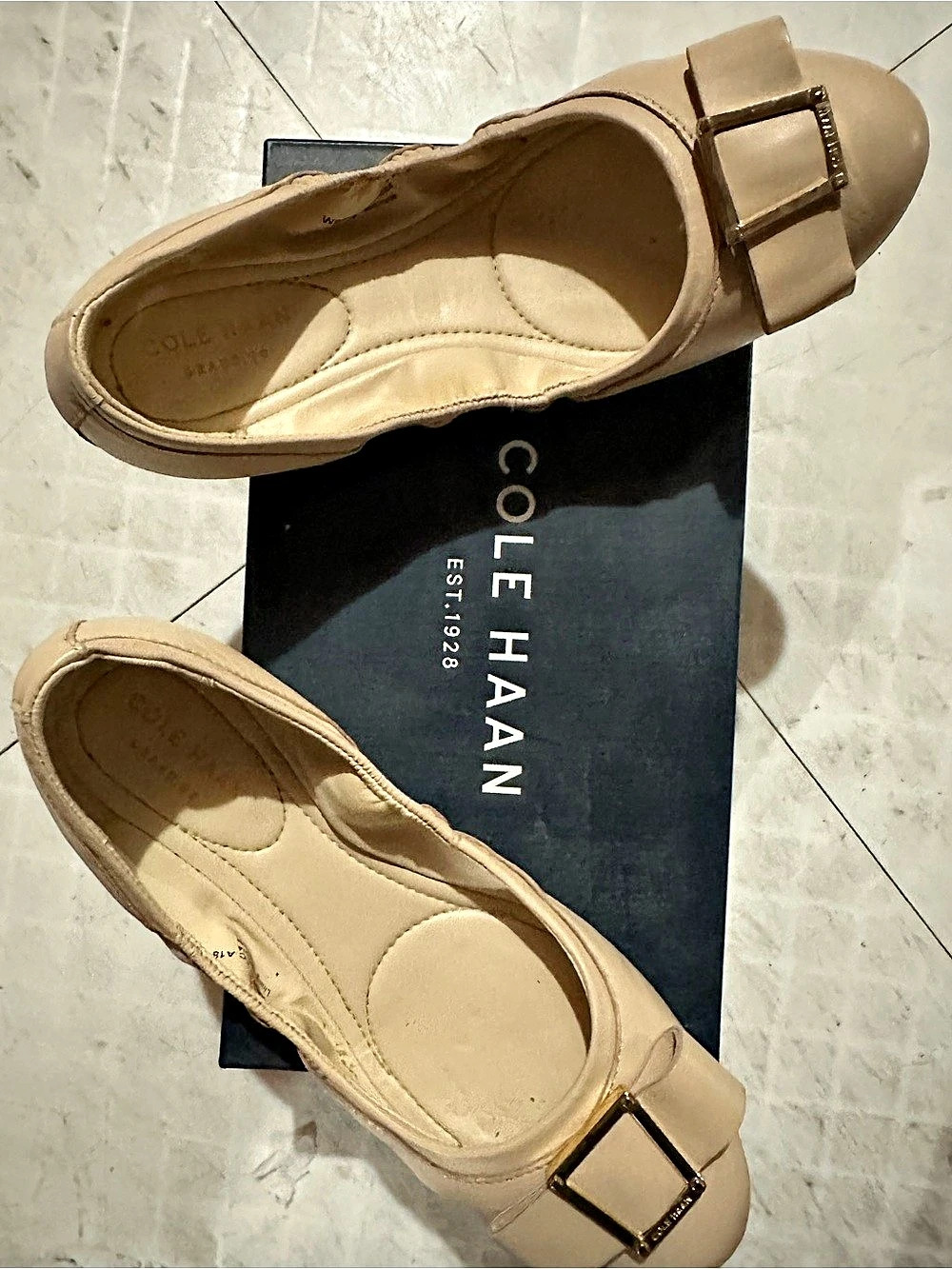 Cole Haan Emory Bow Ballet Flats Beige US 7 B
